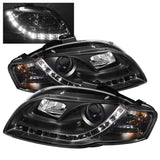 Spyder Audi A4 06-08 Projector Headlights Halogen Model Only - DRL Black PRO-YD-AA405-DRL-BK - 5008572