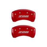 MGP 4 Caliper Covers Engraved Front Gen 4/Camaro Engraved Rear Gen 4/Z28 Red finish silver ch - 14027SZ84RD