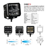 Go Rhino Xplor Blackout Series Cube LED Flood Light Kit (Surface/Threaded Stud Mnt) 3x3 - Blk (Pair) - 750400321FCS