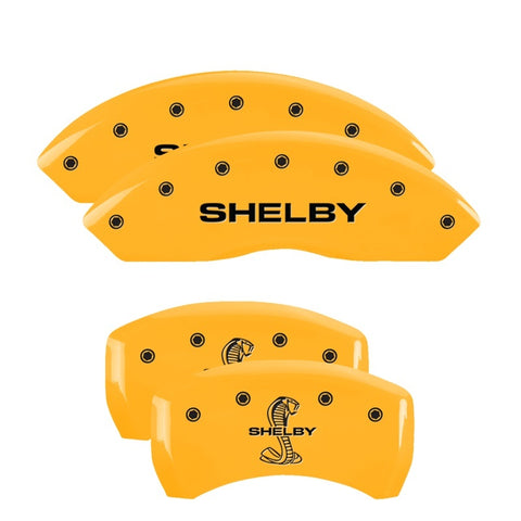 MGP 4 Caliper Covers Engraved Front Shelby Engraved Rear Tiffany Snake Yellow finish black ch - 10198SSBYYL