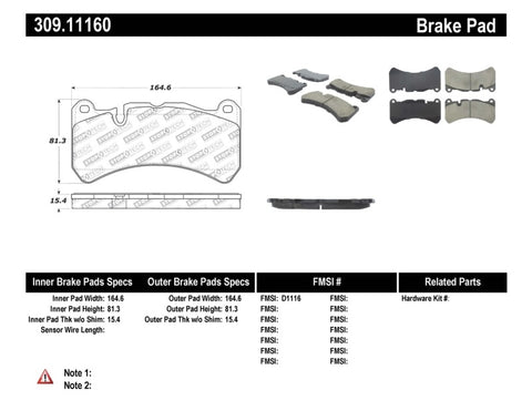 StopTech Performance Brake Pads - 309.11160