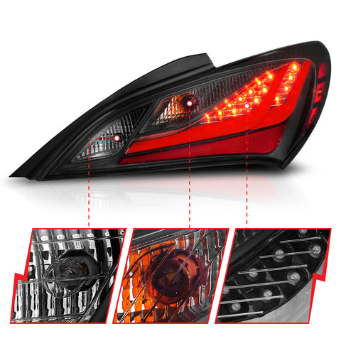 ANZO 10-13 Hyundai Genesis 2DR LED Taillights Smoke - 321347