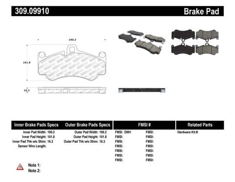 StopTech Performance Brake Pads - 309.09910