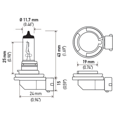 Hella Optilux XY Series H8 Xenon Halogen Bulb 12V 35W Fog Bulbs - Pair - H71071072