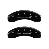 MGP 4 Caliper Covers Engraved Front & Rear With stripes/Challenger Black finish silver ch - 12088SCL1BK