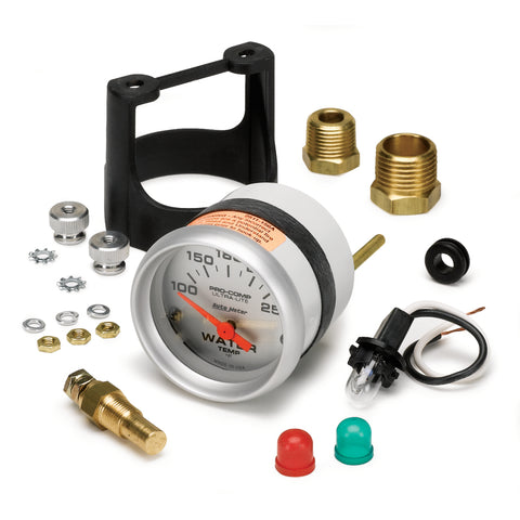 Autometer Ultra-Lite 52mm 100-250 Deg F Short Sweep ElectricWater Temp Gauge - 4337