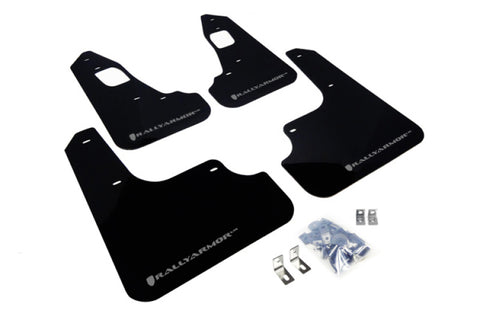 Rally Armor 08-17 Mitsubishi EVO X Black UR Mud Flap w/ Silver Logo - MF10-UR-BLK/SIL