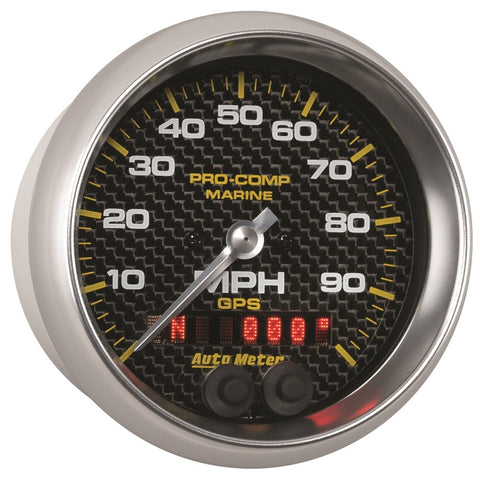 Autometer Marine Carbon Fiber 3-3/8in 100MPH GPS Speedometer Gauge - 200636-40