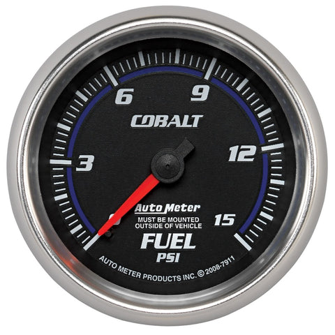 Autometer Cobalt 2-5/8in  Mechanical Fuel Pressure Gauge 0-15 PSI - 7911