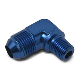 Russell Performance -6 AN to 1/8in NPT 90 Degree Flare to Pipe Adapter (Blue) - 660830