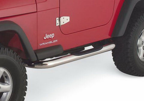 Rampage 1987-1995 Jeep Wrangler(YJ) 3 Inch Round Nerf Bar - Polished - 9425