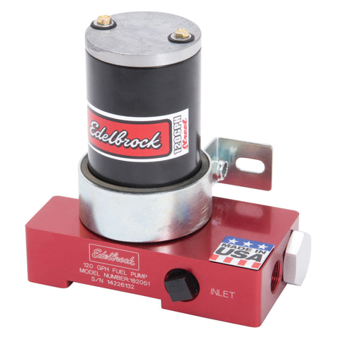 Edelbrock Fuel Pump Electric Quiet-Flo Carbureted 120GPH 3/8In In 3/8In Out 120 GPH Red - 182051