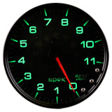 Autometer Spek-Pro Gauge Tachometer 5in 11K Rpm W/Shift Light & Peak Mem Black/Black - P23932