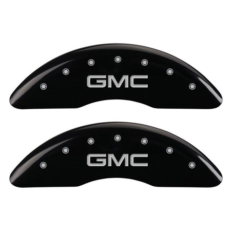 MGP 4 Caliper Covers Engraved Front & Rear GMC Black finish silver ch - 34003SGMCBK