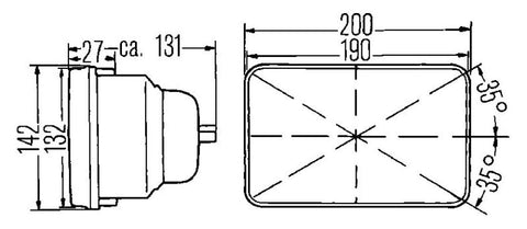 Hella Vision Plus 8in x 6in Sealed Beam Conversion Headlamp Kit (Legal in US for MOTORCYLCES ONLY) - 003427811