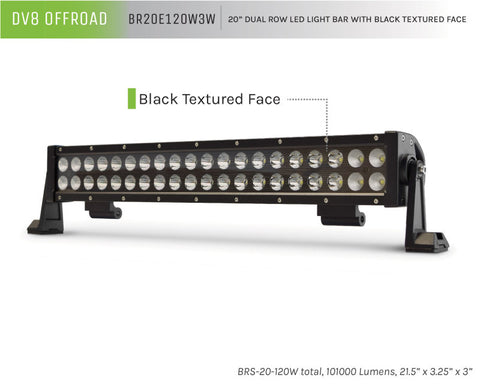 DV8 Offroad BRS Pro Series 20in Light Bar 120W Flood/Spot 3W LED - Black - BR20E120W3W