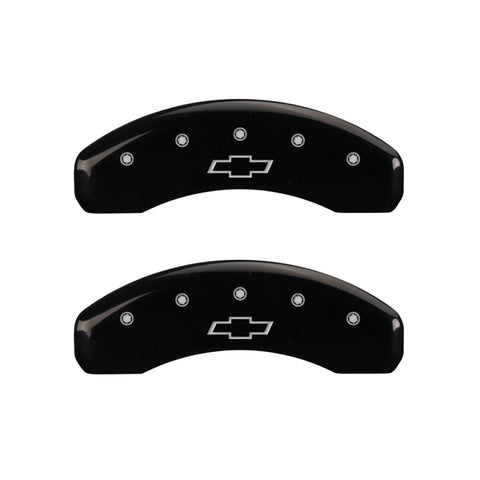 MGP 4 Caliper Covers Engraved Front & Rear Bowtie Black finish silver ch - 14005SBOWBK