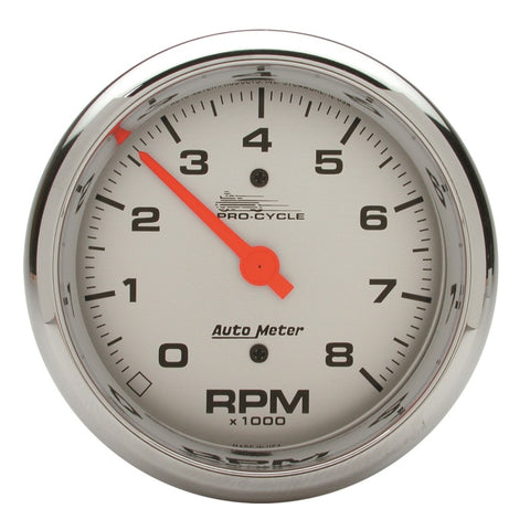 Autometer Pro-Cycle Gauge Tach 3 3/4in 8K Rpm 2&4 Cylinder Silver - 19302