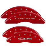 MGP 4 Caliper Covers Engraved Front C6/Corvette Engraved Rear C6/Z06 Red finish silver ch - 13083SCZ6RD