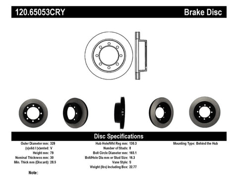 Stoptech Performance Brake Rotor - 120.65053CRY