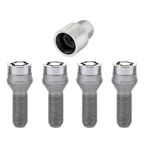 McGard Wheel Lock Bolt Set - 4pk. (Cone Seat) M12X1.75 / 19mm Hex / 28.9mm Shank Length - Chrome - 27186