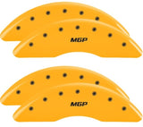 MGP 4 Caliper Covers Engraved Front & Rear 2019+ Ram 2500/3500 Yellow Finish Black MGP Logo - 55007SMGPYL