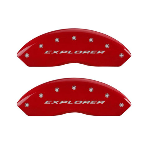 MGP 4 Caliper Covers Engraved Front & Rear Explorer Red finish silver ch - 10041SXPLRD