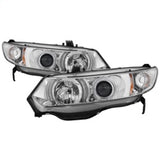 Spyder Honda Civic 06-08 2Dr Projector Headlights LED Halo Chrome High H1 Low H1 PRO-YD-HC06-2D-HL-C - 5010797