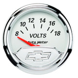 Autometer Chevy Vintage 2in 8-18 Volts Short Sweep Electronic Voltmeter Gauge - 1391-00408