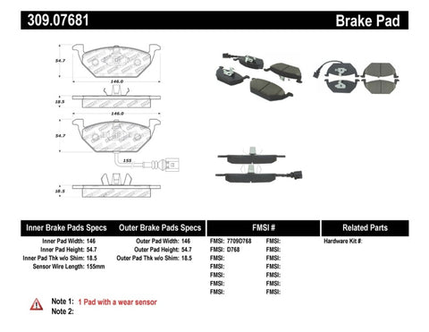 StopTech Performance Brake Pads - 309.07681