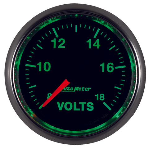 Autometer GS Series 2-1/16in Voltmeter 18V Electrical Gauge Full Sweep - 3891