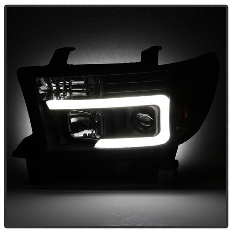 Spyder 08-13 Toyota Sequoia Projector Headlights - Light Bar DRL - Black PRO-YD-TTU07V2-LB-BK - 5085344