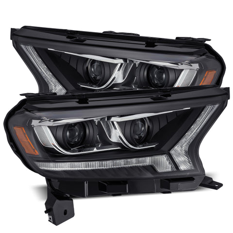 AlphaRex 19-21 Ford Ranger LUXX LED Proj Headlights Plank Style Black w/Seq Signal/DRL - 880122