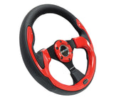 NRG Reinforced Steering Wheel (320mm) Blk w/Red Trim & 5mm 3-Spoke - RST-001RD