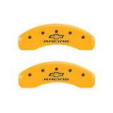 MGP 4 Caliper Covers Engraved Front & Rear Chevy racing Yellow finish black ch - 14033SBRCYL