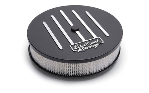 Edelbrock Air Cleaner Racing Series Round Aluminum Top Cloth Element 14In Dia X 3 125In Dropped Base - 41663