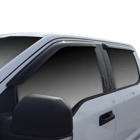 Westin 2015-2018 Ford F-150 SuperCrew Wade Slim Wind Deflector 4pc - Smoke - 72-37444