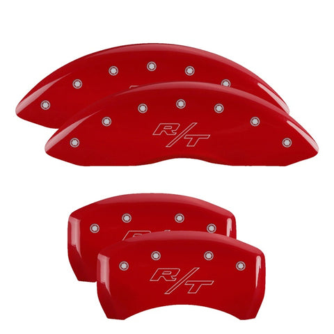 MGP 4 Caliper Covers Engraved Front & Rear Vintage Style/RT Red finish silver ch - 12162SRTRRD