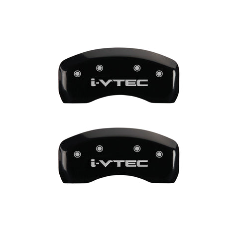 MGP 4 Caliper Covers Engraved Front & Rear i-Vtec Black finish silver ch - 20213SIVTBK