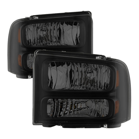 Xtune Ford F250 F350 F450 Superduty Excursion 99-04 Headlights Black Smoked HD-JH-FF25099-HA-BSM - 9033001