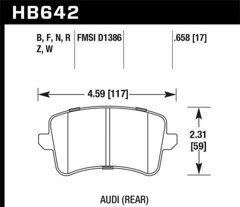 Hawk 2009-2016 Audi A4 HP+ Street Rear Brake Pads - HB642N.658