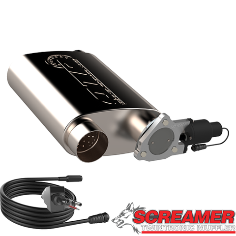 QTP 3in Weld-On 304SS Reverse Screamer Muffler w/Bolt-On QTEC Electric Cutout - 13301C