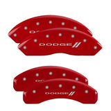 MGP 4 Caliper Covers Engraved Front & Rear With stripes/Dodge Red finish silver ch - 12200SDD3RD