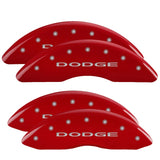 MGP 4 Caliper Covers Engraved Front & Rear With out stripes/Dodge Red finish silver ch - 12088SDD4RD