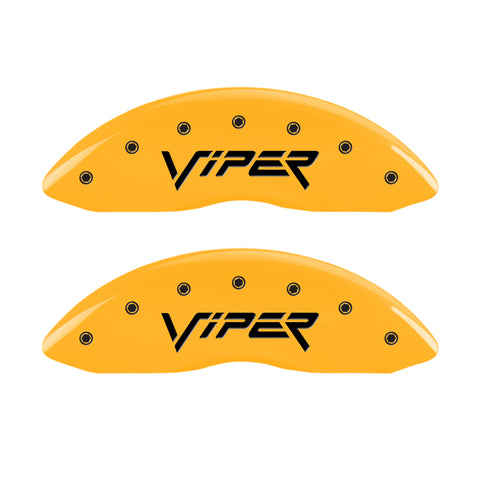 MGP 4 Caliper Covers Engraved Front Viper Rear Snake Yellow Finish Black Char 2002 Dodge Viper - 12203SSNPYL