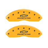 MGP 4 Caliper Covers Engraved Front & Rear Chevy Racing Yellow Power Coat Finish Black Characters - 13007SBRCYL