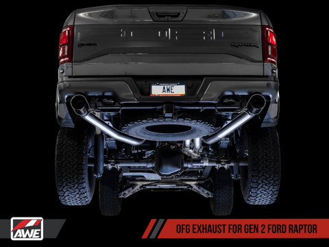 AWE Tuning 2017+ Ford Raptor 0 FG Performance Exhaust System - w/ Diamond Black Tips - 3015-33106