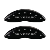 MGP 4 Caliper Covers Engraved Front & Rear Silverado Black finish silver ch - 14005SSILBK