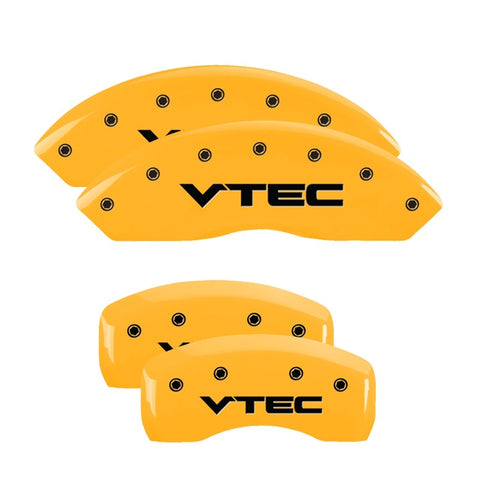 MGP 4 Caliper Covers Engraved Front & Rear Vtech Yellow Finish Black Char 2007 Honda Accord - 20199SVTCYL