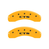 MGP 4 Caliper Covers Engraved Front Cursive/Cadillac Engraved Rear CTS Yellow finish black ch - 35013SCTSYL